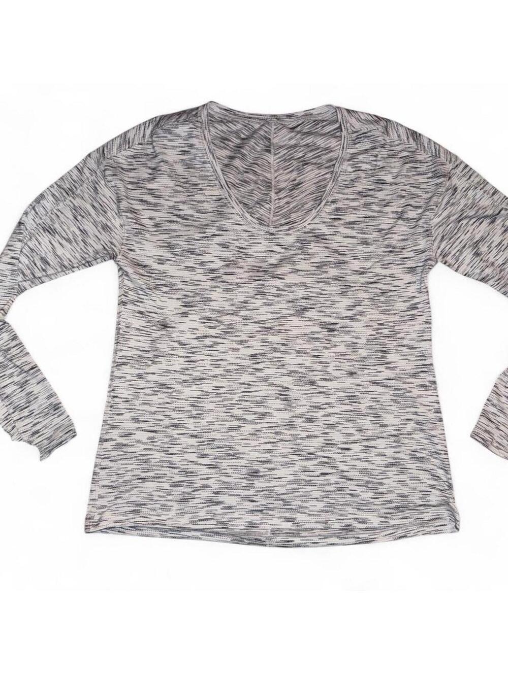 Lululemon Women's Long Sleeve shirt black white space-dye logo sz 10 layer